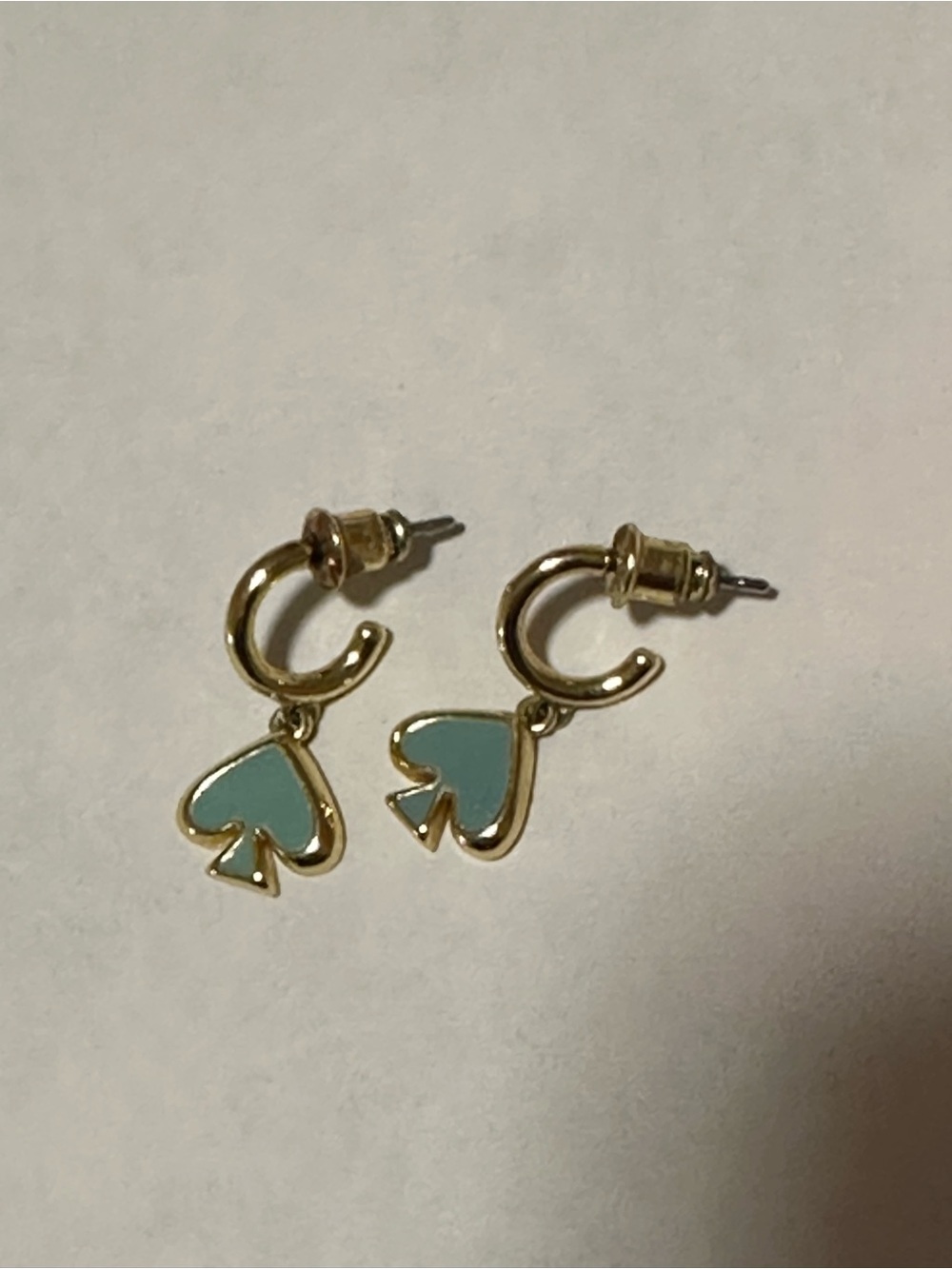 Kate Spade Huggie Hoop Dangle Earrings Blue Enamel Gold‎